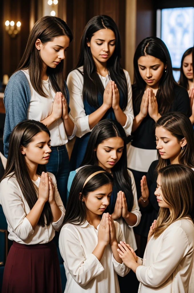 Ladies and young Christians united in prayer for the world