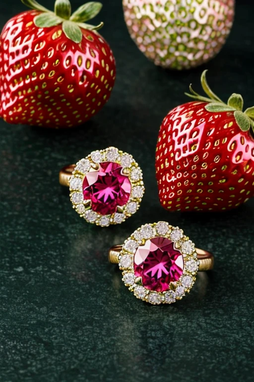 Green diamonds with strawberries and pink sheep