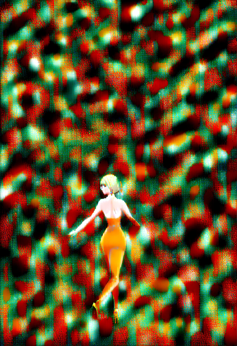 (((Solo, back, 1girl, alone, kohaku, blonde hair, blue eyes, tied hair), pink lipstick, Extremely detailed, ambient soft lighting, 4k, perfect eyes, a perfect face, perfect lighting, a 1girl)), austere, ((strapless blouse, high heels, stiletto heels, (orange blouse), malicious, jade earrings, gold jewelry, orange bouse, black pantalona tailoring pants, (orange satin halter blouse), (sleeveless blouse))), night sky, clouds, erotica, lots of erotica, (graffiti alley, graffiti walls, in an alley, night, moonlight, starry night)