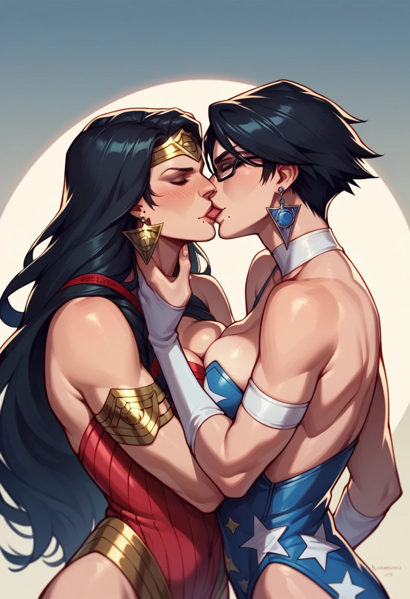 Bayonetta kissing Wonder Woman 