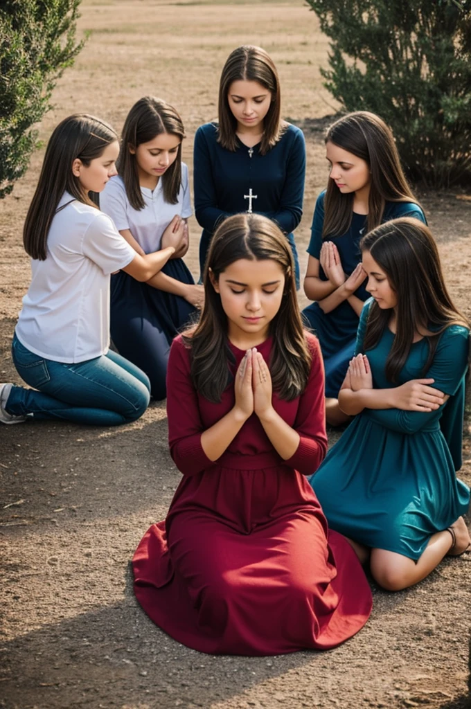 Christian ladies and agers in prayer for the world