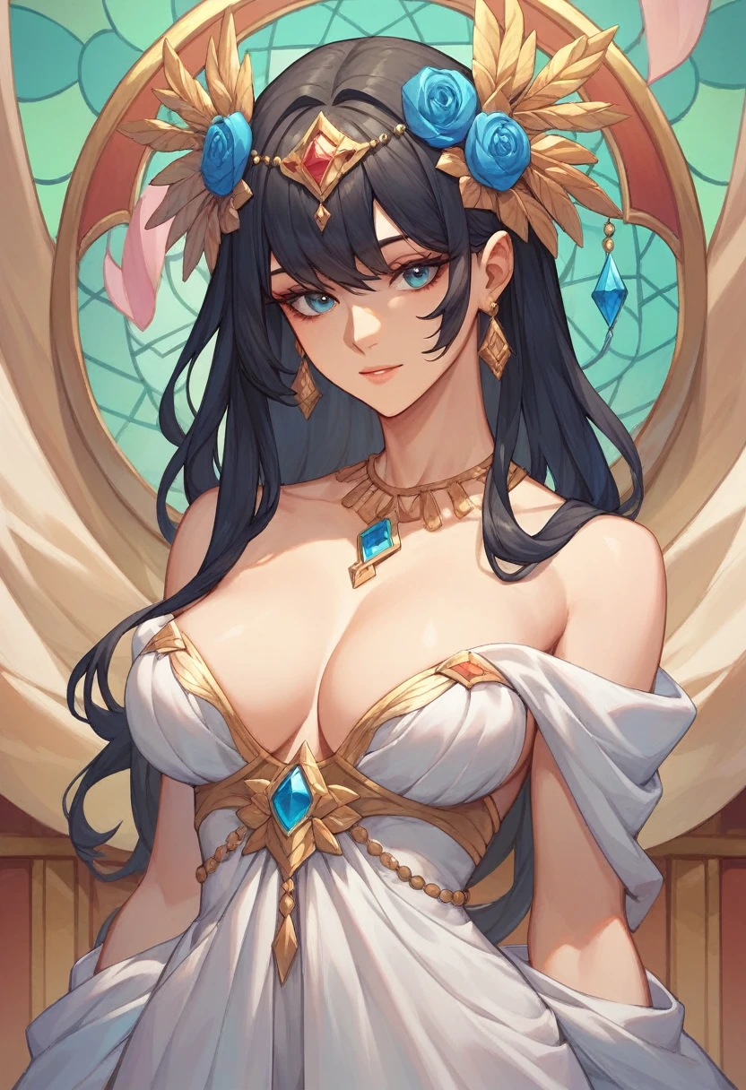 A mature woman,Long black hair,Bangs,high quality,Beautifully,masterpiece,antiquity