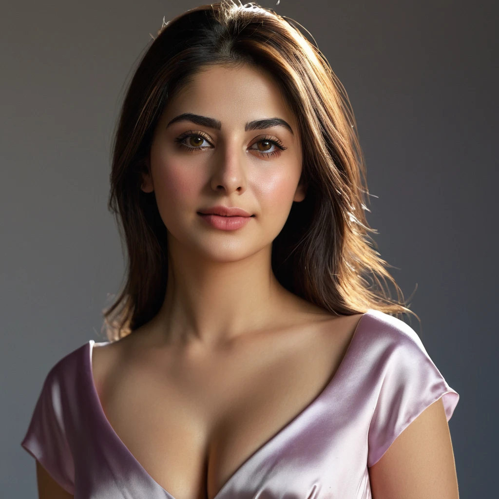 dressed, (photo realistic:1.4), (hyper realistic:1.4), (realistic:1.3),
(smoother lighting:1.05), (increase cinematic lighting quality:0.9), 32K,
1girl,20yo girl, armenian woman, realistic lighting, backlighting, light on face, ray trace, (brightening light:1.2), (Increase quality:1.4),
(best quality real texture skin:1.4), finely detailed eyes, finely detailed face,
(tired and sleepy and joy), (laugh:0), face closeup, t-shirts, deep cleavage, small breast,
(Increase body line mood:1.1), (Increase skin texture beauty:1.1) , waist shot, ((butt facing camera)), ((protruding ass)), ((flowing satin gown)), flowing long skirt, gamis