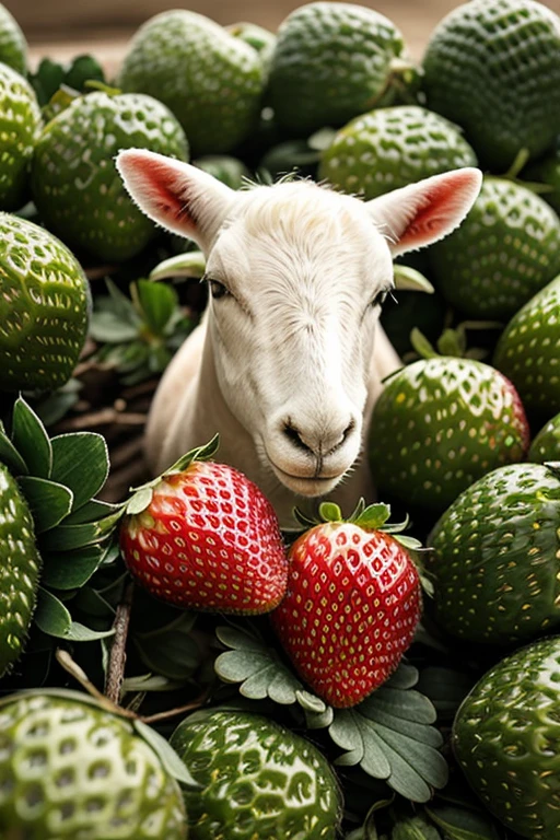 Green diamonds with strawberries and pink sheep