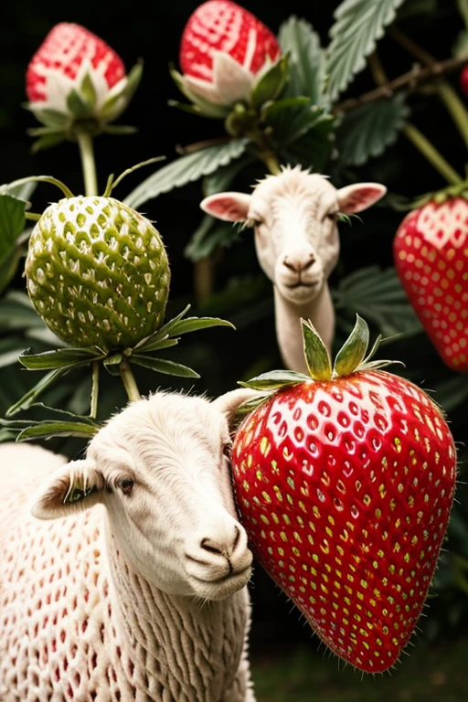 Green diamonds with strawberries and pink sheep