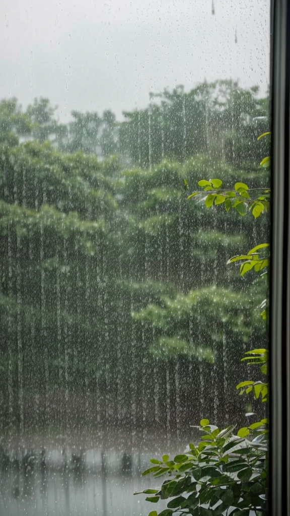 Rainy scenery seen from the window