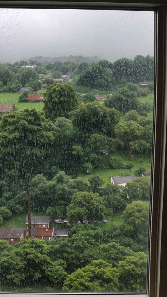 Rainy scenery seen from the window