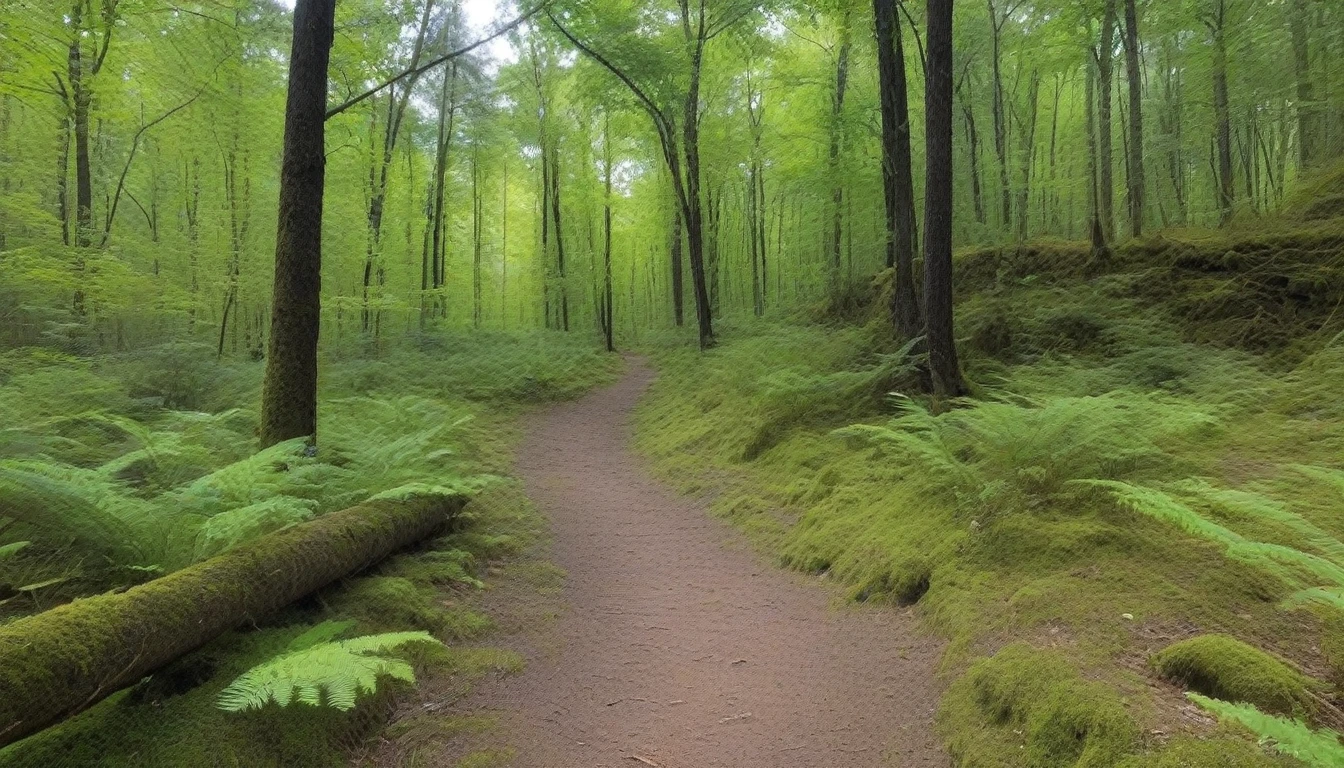 create a narrow trail in the middle of the forest.