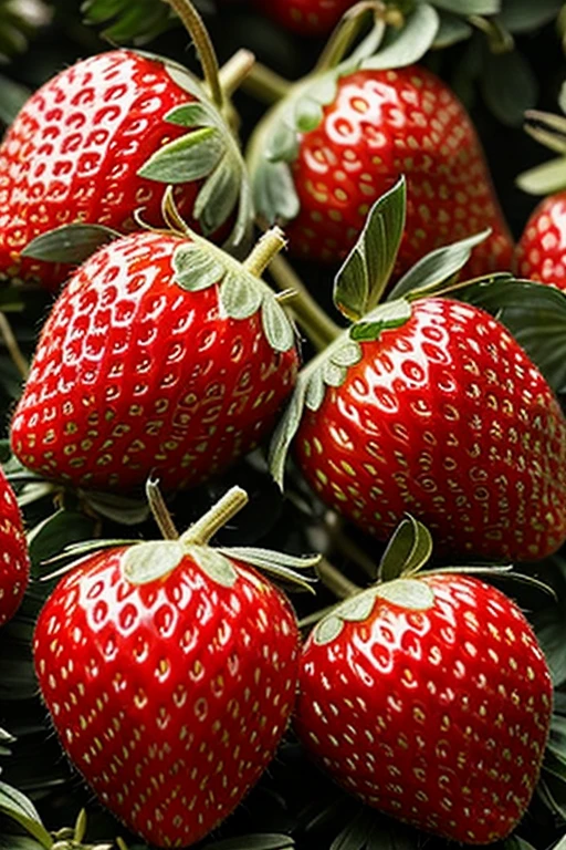 The strawberries seeds are green diamonds
