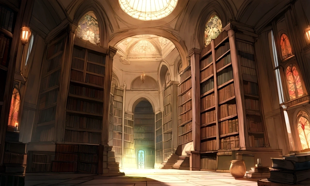 Topic Prompts "A room with a desk and bookshelf, Alchemist library background, library background, Ancient library, Standing in a magical library, Dusty library, Being in a library, Infinite celestial library, Castle library, Dimly lit library, Ruina concept art library, In a dark library, library, Adding context = library, Small library, Old library, Magical library" possible: "Surrounded by ancient documents and dusty volumes. The room exudes mystery and charm., Soft light coming through stained glass windows. Fascinated by the vast amount of knowledge. The library is reminiscent of an alchemist's sanctum, Full of ancient manuscripts, Potion Ingredients, Alchemy Equipment. A bookshelf filled with leather-bound books, The worn spine speaks of the wisdom of the years. The walls are decorated with elaborate tapestries，Drawings of mythical creatures and celestial bodies. The atmosphere was solemn and solemn., It&#39;s as if time itself is holding its breath within the walls.. Extremely detailed down to the last detail, Realistic quality, Capture the texture of the weathered page and the flickering flame of a candle. The overall color palette is rich and warm., Deep reddish, Arcee Brown, Golden decoration. The lighting casts a gentle shadow, This masterpiece reveals the intricacies of the room.、It takes the audience into a realm of magic and knowledge., inviting them to delve into the secrets that lie within the boundless shelves of the library."