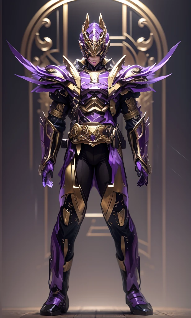 To make the picture more gorgeous and noble,Temperamental colors change to purple and gold,Some purple and gold(Ensure its layering and armor texture,Purple is the main color,Add some gold for decoration)