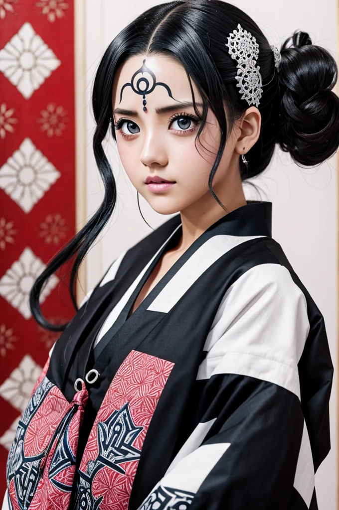 Kimetsu no yaiba 
mujer
Pelo Blanco 
Ojos grises 