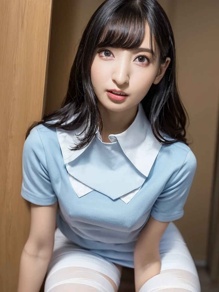 Hospital room、⦅Nurse Uniform Cosplay⦆、Guard caps、Longhaire、(masterpiece、top-quality) 、Longhaire、absolutely outstanding image, very extremely beautiful、masterpiece, top-quality,a picture, kawaii、(Colossal tits:1.2)、((20 year old woman:1.2))、Young adorable Japan face,8k,japanaese girl、realisitic