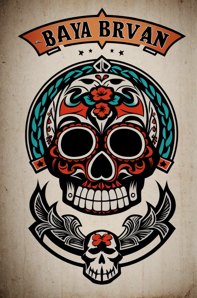 [Masterpiece], vector print style Ed Hardy Christian Audigier, we suggest the following description:

The print presents a striking and daring style, with strong and symmetrical elements. The background is black, providing an intense contrast with the colored elements.

In the center of the print, there is a skull with a wide-brimmed hat, decorated with roses and stars. The roses feature detailed, textured petals, with vibrant colors such as red, pink, and yellow. The stars are white, contrasting with the black background and the other colors of the roses.

Around the skull, there is a set of floral and tribal elements, with fine and curved lines. The flowers have several colors, such as pink, red and yellow. The tribal elements are composed of lines and geometric shapes, with filling in dotted patterns.

Gothic-style letters complement the print, with the word "Ed Hardy" written in large, striking letters just below the skull and hat. The letters feature a decorative and expressive style, with shadows and curved lines.