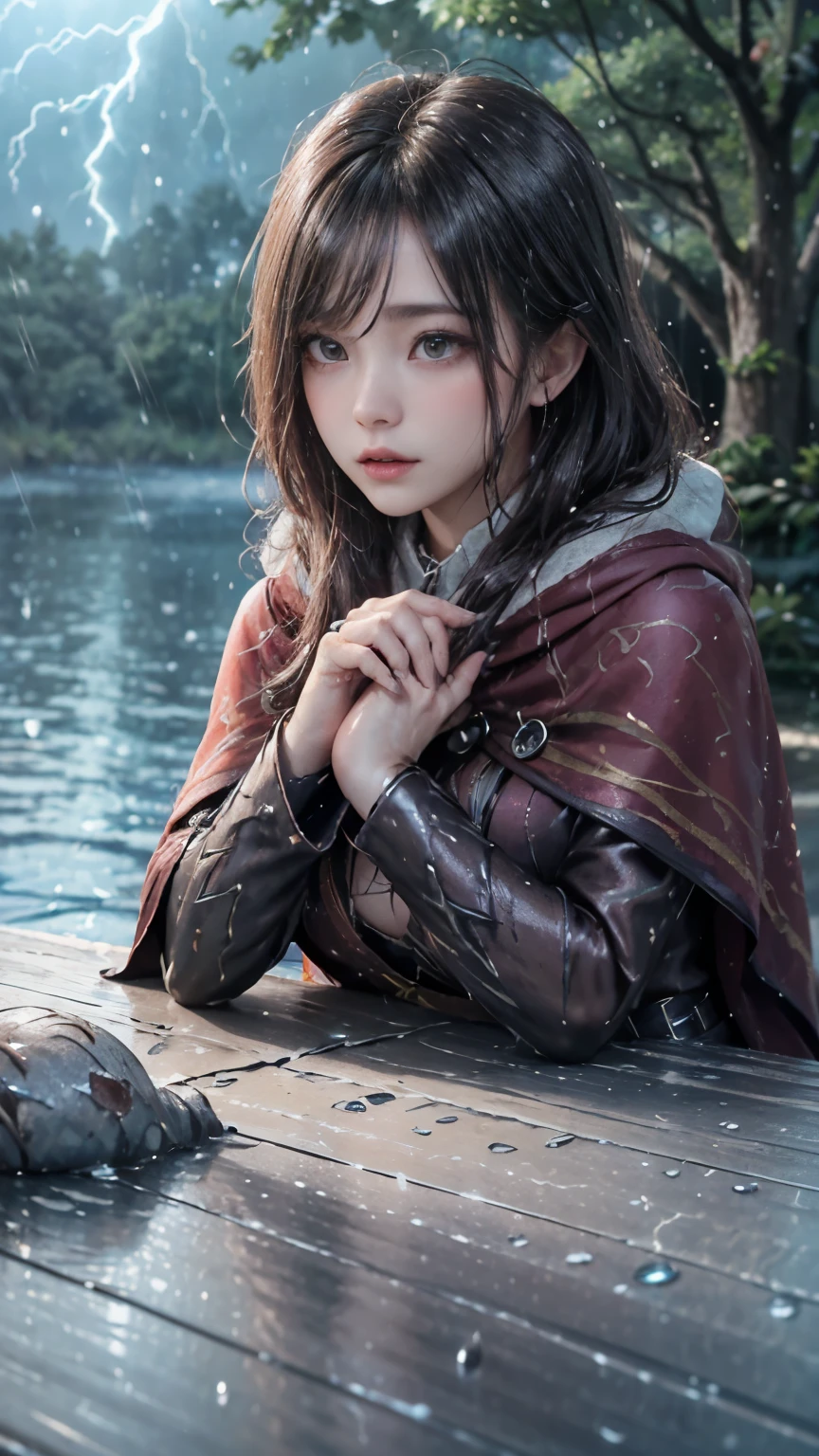 (skin dents:1.5), realistic, realistic, (table top:1.5), concept art, intricate details, very detailed, realistic, octane rendering, 8k, unreal engine, dynamic pose, highest quality, High resolution, (realistic face:1.1), (Ultra-realistic:1.1), ((full_body)), perfect eyes,(shiny skin:1.2), (((hairstyle))), (((Very detailed background of perfect hands), haunted island, ((dynamic background)), ((lightning)), (light), (1 girl), wearing a cloak, (((flowing cloak))), ((fine eyes, high quality eyes, high quality face)), long hair, (((flowing hairstyle))), 1 girl ((Control the water)), (((whirlwind of water))), Ocean, tsunami, magic, (create a dramatic, Depth of the bounds written, Bokeh, 4k, gothic, ((rain)), energy ball between hands