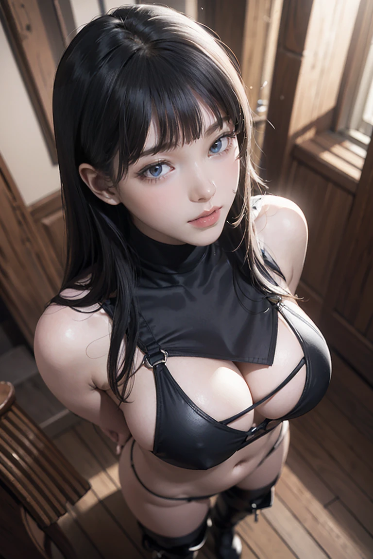 (((Browsing Caution:1.0))),Large Breasts,Narrow waist,(From above:1.3),(From the side:0.8), ((face)), (close:0.9),8k, 4K, Highest quality, (High resolution: 1.2), (wonderful, Realistic, Realistic: 1.4), 18-year-old girl、美しいface, She is smiling、(masterpiece, Highest quality), Beautiful woman, Wizard Bikini Armor, gloves, Thigh-high boots, Wavy long hair, Asymmetrical bangs, 完璧なface, 美しいface, charm, Big and beautiful eyes, strict, Perfect slim fit body, Mysterious Forest, Excellent lighting, Bright colors,Tight waist,(輝く瞳と伝染する笑faceで), とてもsexyなポーズ",彼女のthin陰毛, Show Viewer,Gray Hair,(((Bitch、Gal、BitchGal、 sexy、thin、Slender body、Model Body Type、Heavy makeup, Galメイク)))、