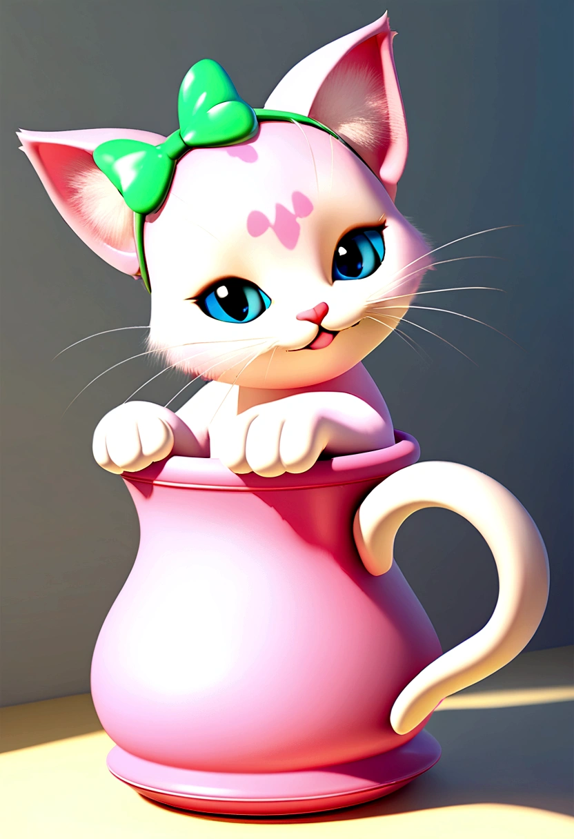 Create a Disney Pixar 3D style image of a sweet kitten