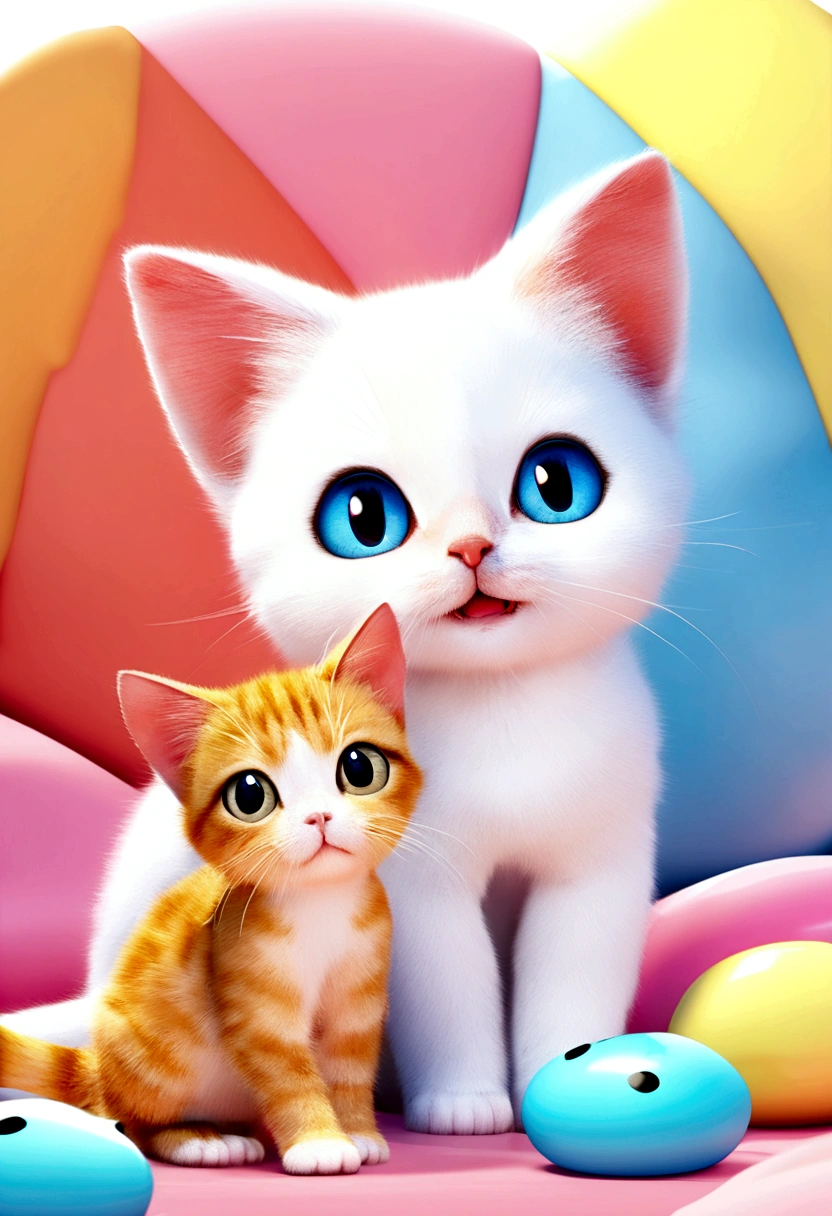 Create a Disney Pixar 3D style image of a sweet kitten