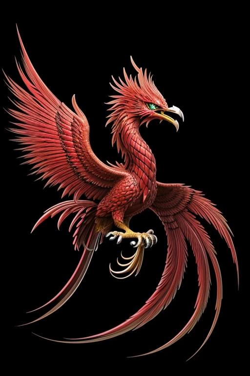 Red Phoenix fantastic luxury with green pearl eyes
