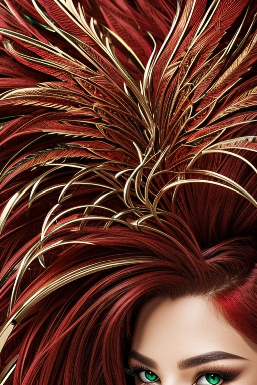 Red Phoenix fantastic luxury with green pearl eyes