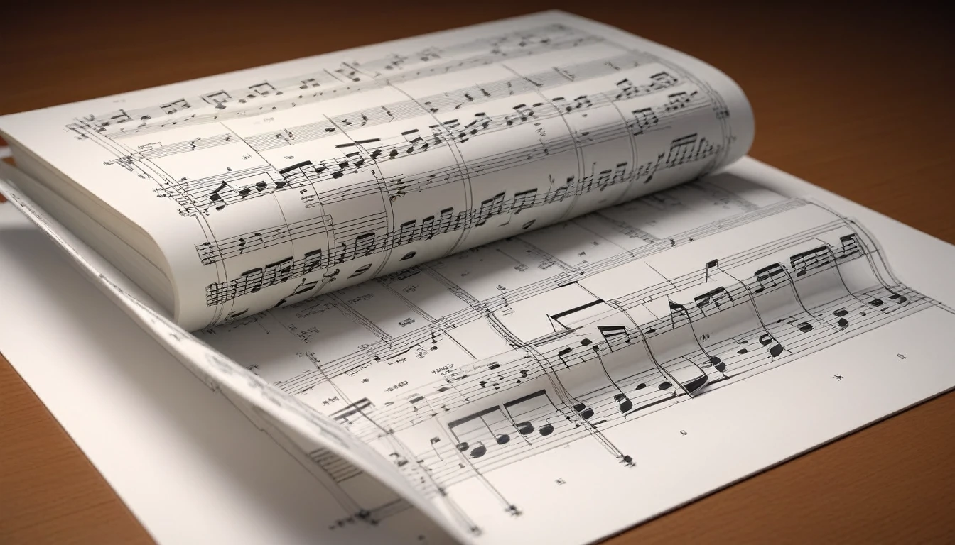 drawings of musical scores in 3d