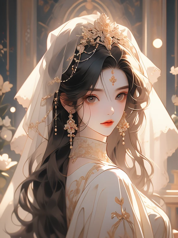 (extreamly delicate and beautiful:1.2), 8K, (masterpiece, best:1.0), Two Men, body complet, a blond, black-haired, seethru , knights, Man wearing a veil、Wedding between guys, sacred place, and intricate detailing, and intricate detailing, finely eye and detailed face, Perfect eyes, Equal eyes, (A male god), Fantastic lights and shadows、landscapes、florals, Uses backlight and rim light