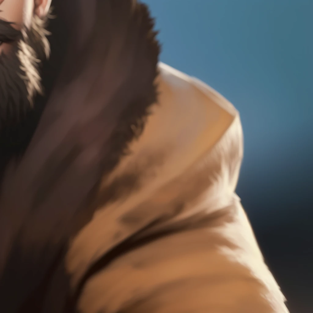 painting of a man with a beard and a fur coat, character art closeup, ultra detail. digital painting, digitally painted, close up character, character portrait closeup, character close up, hyper detail portrait, dramatic cinematic detailed fur, cinematic detail, wlop painting style, digital character painting, closeup character portrait, high detail digital painting, digital painting concept art