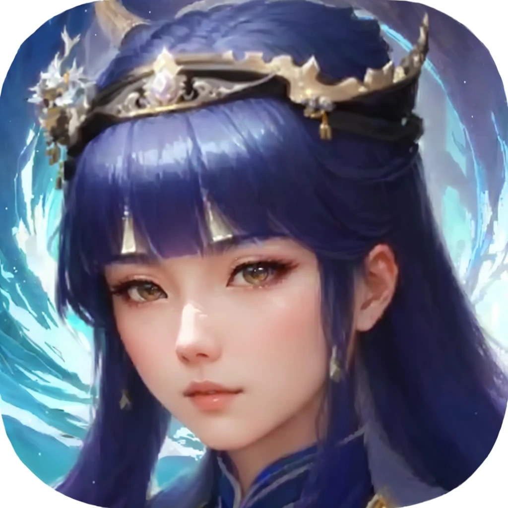 Close-up of a blue-haired woman wearing a crown, heise jinyao, Queen of the Sea Mu Yanling, yun ling, Xianxia hero, Inspired by trees, Xianxia, Cheng Man Kit, Inspired by cold plum, Inspired by Guillaume, dragon, li zixin, xintong chen