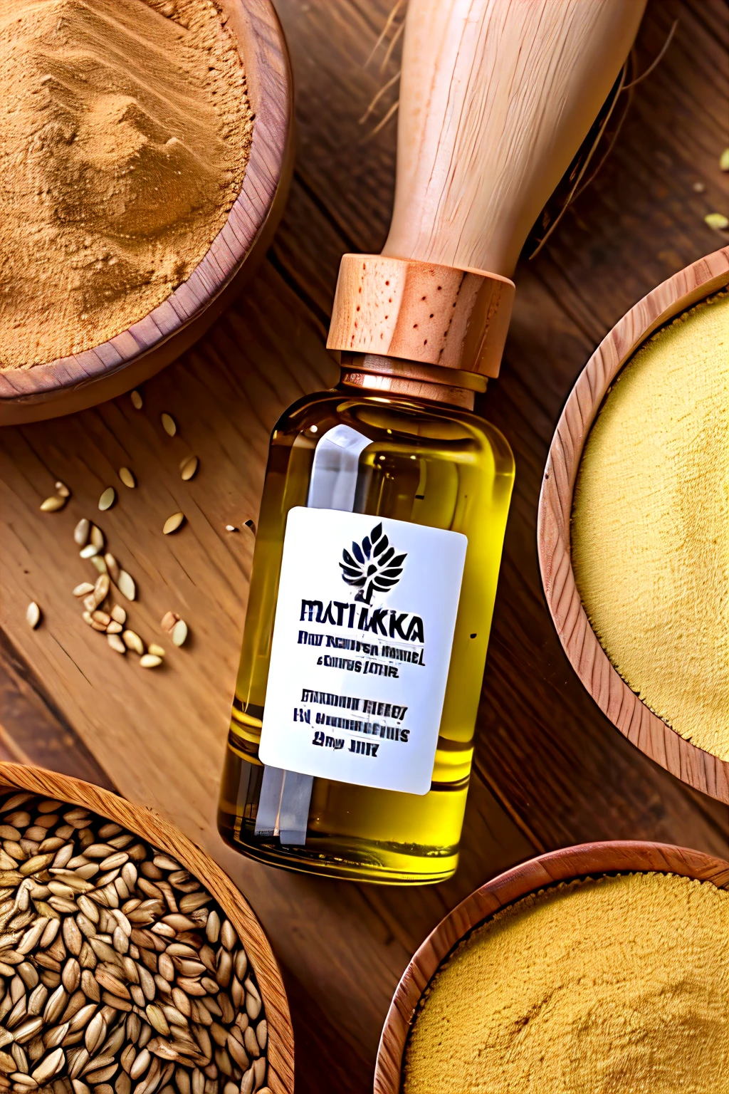 Need to design LOGO for wood press oil manufacturing company named MATRIKA natural oil . Logo should not represent only oil bcz in future many products will be added like grains & its flour, pulses etc.