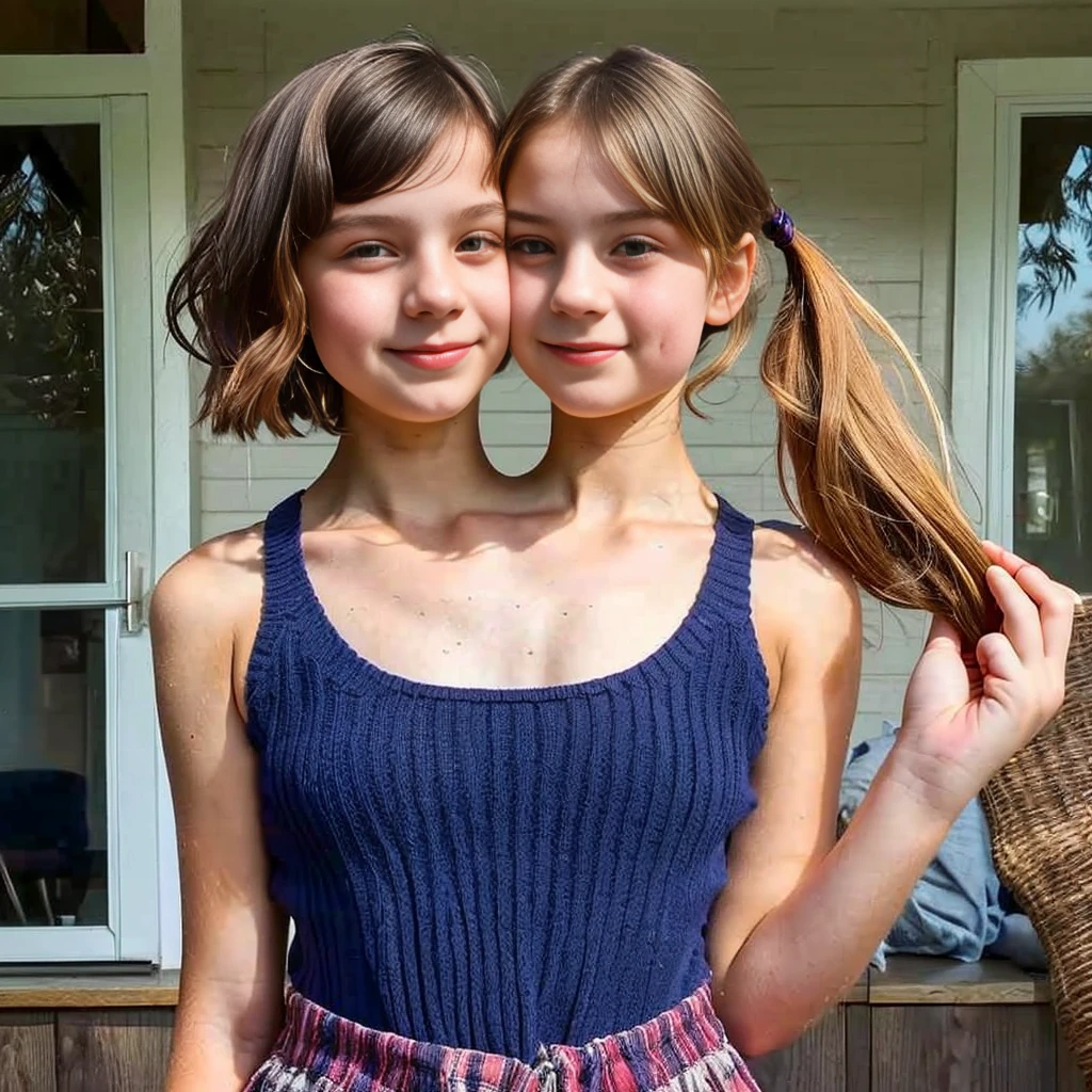 2heads, two headed girl, (one head  girl:1.5), (one head 16 year old