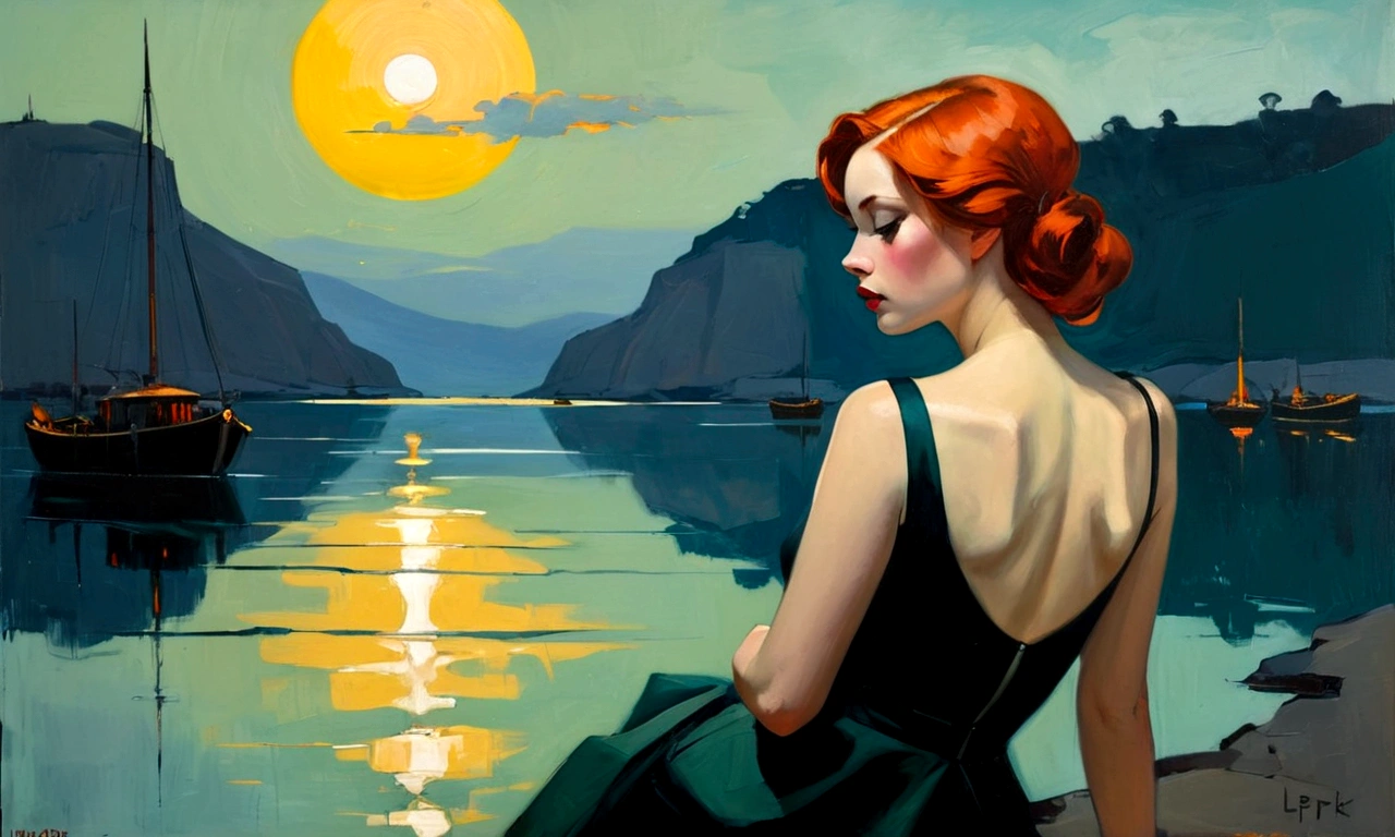 evocative oil painting inspired by Malcolm Liepke
