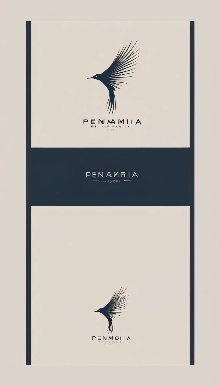 A minimal, modern, simple, cinematic logo design for the brand “Penamemoria". Create a modern, minimalistic, high-quality, logo of a bird with special and thin threads as tail