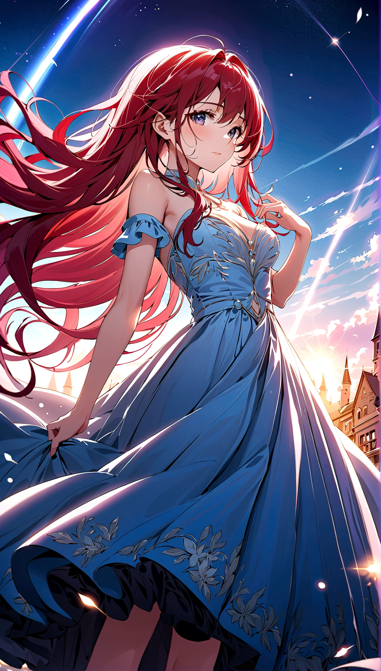 (RAW photos, best quality), (Practical, photo-Practical:1.3),best quality,Very detailed,masterpiece,Extremely detailed,illustration,1 Girl,Gorgeous evening dress,Dynamic Angle,world masterpiece theater,messy_long_hair,best quality,Extremely detailed CG unity 8k wallpaper,ink,Astonishing,light,lens_Flare,