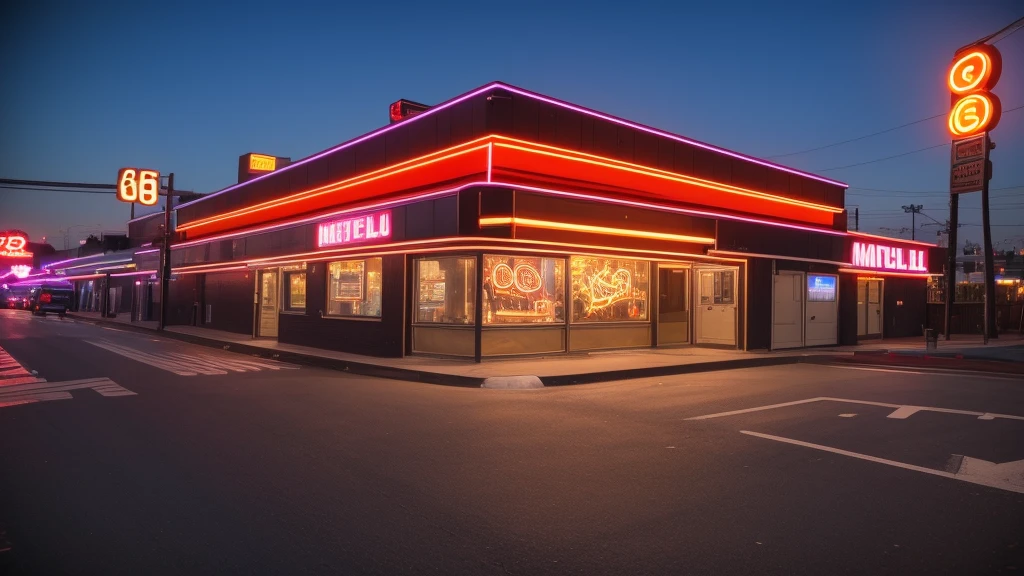 full body photo，((masterpiece, highest quality, Highest image quality, High resolution, photorealistic, Raw photo, 8K)), arafed view of a motel with aDirty alleys in the suburbs, with red neon signs, A beautiful prostitute waiting for a guest in front of a Alley, seduction,stockings，Sexy vest， short dress and high heels, route 6 6, neon signs, 1 9 9 0 s americana tourism, some have neon signs, neon lights outside, neon advertisements, gigantic neon signs, neon shops, by Arnie Swekel, few neon signs, neon signs in background, k, (upper body Close up shot), Ray Tracing CG Unity 8k walpaper, (Detailed Dress), (Detailed body), (detailed skin),