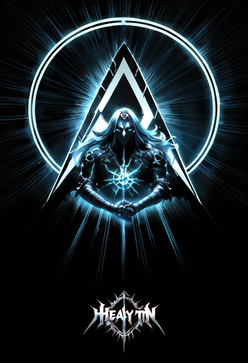 Crea un logo para una banda de heavy metal. With the NN typography in the center, wrapped in electric rays and with a black background 