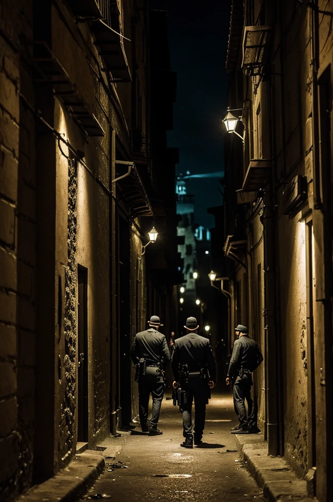 Una ciudad corrupta y controlada por el crimen organizado, we see a group of criminals gathered in the dark alley, Planning your next moves