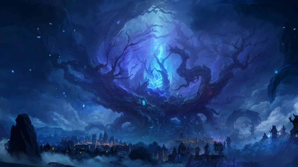 Anime style of a giant tree，The background is a castle, Ominous fantasy illustration, Anime fantasy artwork, 2. 5 d cgi Anime fantasy artwork, High quality digital concept art, Epic fantasy digital art style, League of Legends Concept Art, World of Warcraft concept art, Dota 2 concept art, Amazing concept art, Concept Art Wallpaper 4K