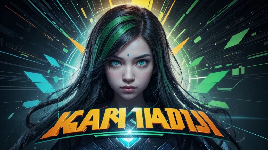 crie um Logo realista para um canal de GAMES, with glitch transitions. Logotipo ou nome do canal destacado. Som: Victory effect. Texto: "Kuaaty Player - Onde o jogo nunca para!" Estilo: Tema: Universo dos jogos, pixel art. Cores: Vibrantes (azul, verde, laranja).
