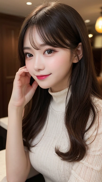 Tabletop, Highest quality, shape, Very detailed, finely, High resolution, 8k wallpaper, 完璧なダイナミックな構shape, Beautiful and exquisite,ランダムなcute髪,,Natural color lip, Bold sexy pose,smile、20-year-old girl、cute、Looking into the camera,Always blur the background,Perfect and beautiful face,Slim face and figure,Big eyes、Putting on gal makeup,Small face,Shooting from below、Blurred Background,Elegant feminine face、smile、Actual Photos、Adult Lolita Fashion