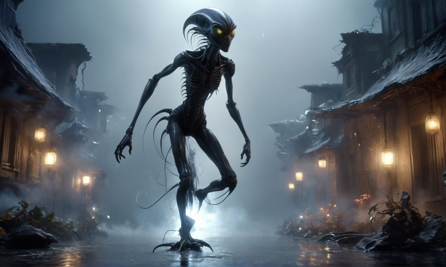 full body length,niobium goblin,native africa xenomorph,once pretty face,eyebrow up,full body shot,ominous landscape,niobium gray atmosphere,photo,photorealism,Masterpiece,natural skin textures, hyper realism,hyper detailed,High contrast,Realism,Ultra Detailed,irina yermolova,close full body shot,32K resolution,Nikon Z9, ,demonic, dust, smoke, audience, mist, featuring ultra-realistic and hyper-realistic elements,  Marta Bevacqua, Ellen Jewett, Kawacy, Katsuya Terada, Carne Griffiths, explosive lightning, sparks, concert lighting,  bokeh,  luminal space that feels both bright and surreal. Includes liquid fluid elements for added depth and movement. Rendered in an unreal engine and post-processed to achieve . Evokes a sense of dreamy, ethereal 
and mystical mood,pixar movie still, pixar movie screenshot, frame from pixar movie, animated movie still, still from the pixar movie, still from a pixar movie, disney pixar movie still, pixar movie scene, still from pixar movie, still from a 2001 pixar movie, pixar render, animated film still