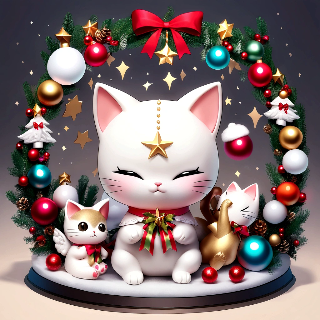 Christmas decorations cute kitten statue