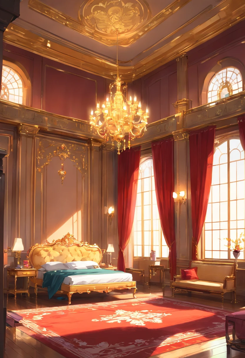 And now I felt a gentle push at the small of my back, and a tug at my hand, as if the room itself was inviting me in. “No--my shoes--” I began, but the push and the tug became firmer and I found myself stepping awkwardly across the threshold, onto the embroidered crimson velvet. The furniture was as grand as the room itself, carved and gilded and polished until it glowed in the sunlight streaming in the windows. There was an enormous bed on a dais, canopied in gold with a sheer white counterpane; the largest dressing-table I could imagine, covered with brushes and combs and cut-glass bottles of perfume and cosmetics; a writing-desk so elegant I could hardly imagine sitting at it; and rich golden velvet sofas and chairs scattered throughout the room, so that I could sit nearly anywhere if the mood suddenly struck me. I took another step into the room, my eyes wandering from the gorgeous walls to the magnificent furniture to the lofty ceiling hung with crystal chandeliers--the room was so large it needed five of them.
