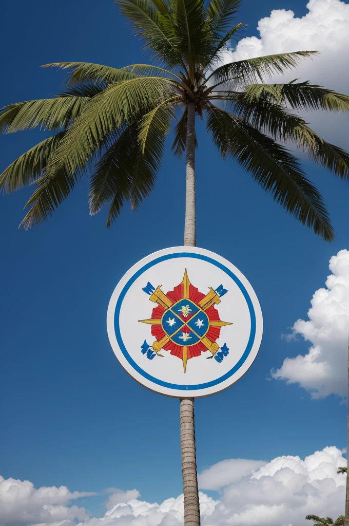Escudo: Um escudo ovalado dividido em duas partes horizontais:

Parte superior: Sky blue, representing the clear sky of the northeastern hinterland.
Parte inferior: Verde seco, symbolizing resilient vegetation and hope in the arid environment.
No centro do escudo, uma estrela dourada de cinco pontas, destacando-se sobre um fundo branco.