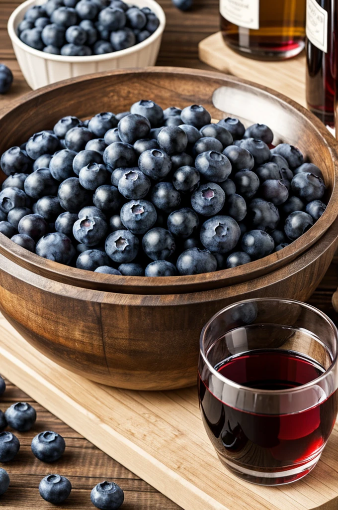 Blueberry liqueur manufacturing process in phases 