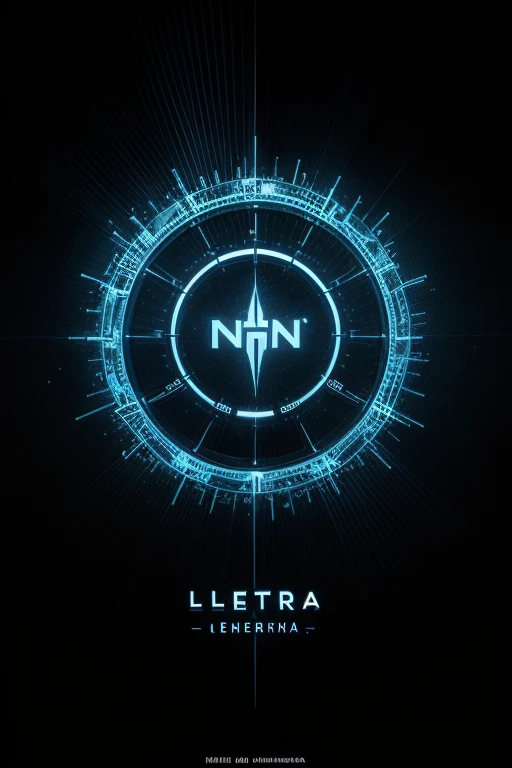Crea un logo con las letras N y N al centro, wrapped in electric rays and with a black background