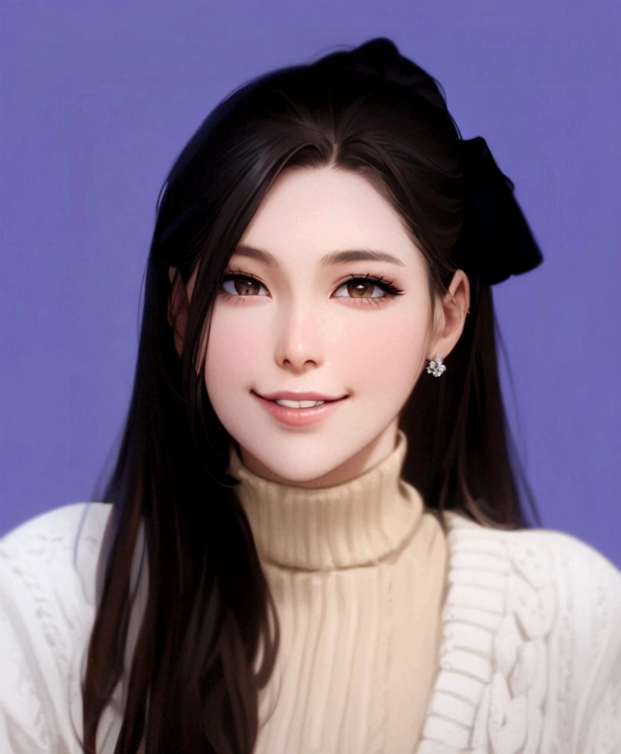 a close up of a woman wearing a tie and a sweater, cute, smile