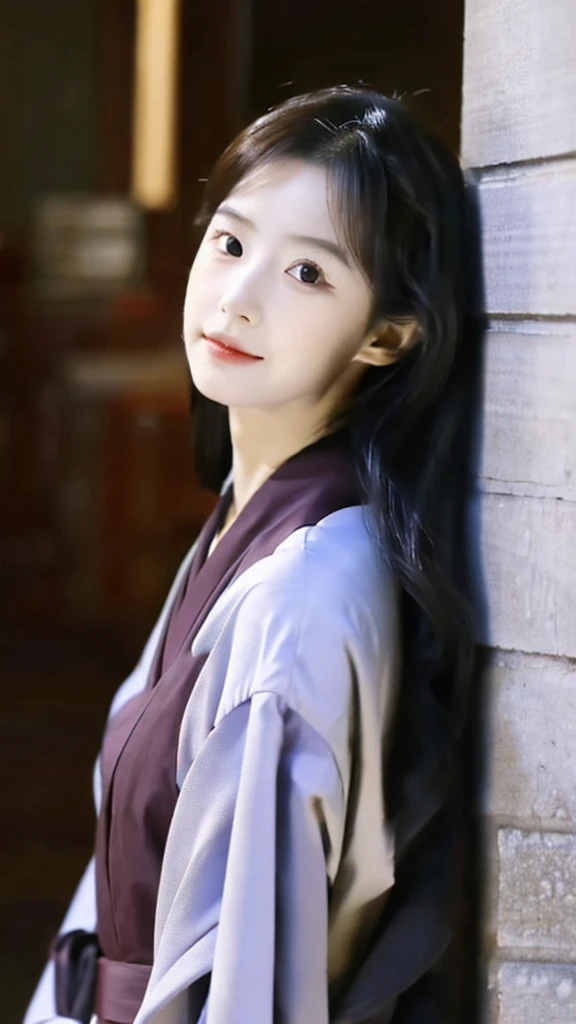 "A highly realistic and lifelike image of Rokurokubi, a traditional Japanese yokai. She appears as a beautiful woman during the day, but at night her neck stretches to an extraordinary length. In this image, she is shown at night with her neck elongated to an extreme length, peering around a corner with a slightly eerie and mischievous expression. She is wearing a red kimono and has very pale, white skin. Her hair is styled traditionally. The background is dark and shadowy, emphasizing the supernatural aspect of her appearance. The details of her skin, eyes, and clothing should be very lifelike, capturing the eerie and mysterious nature of Rokurokubi."
