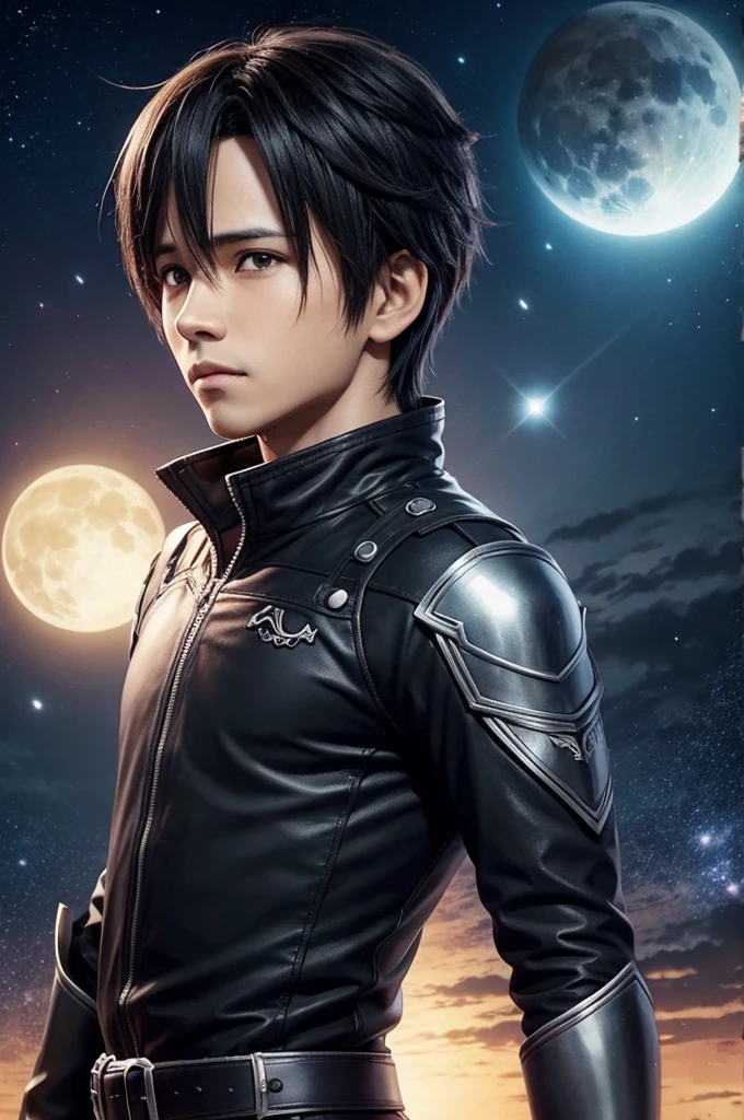 Kirito com fundo de lua de anime