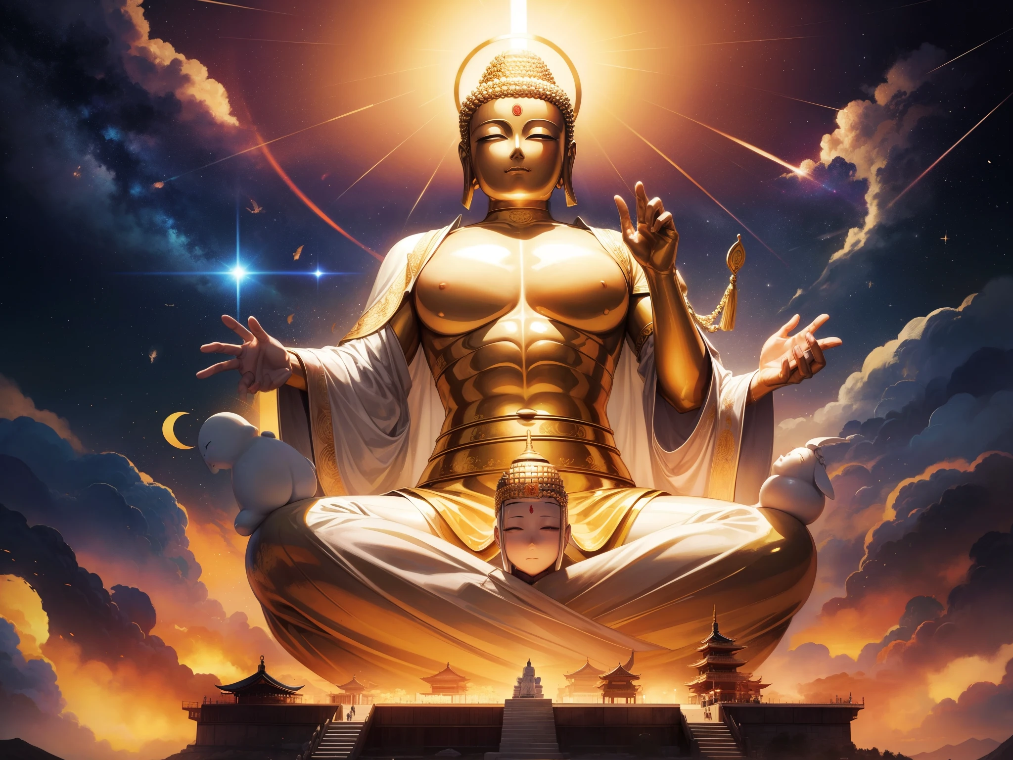 huge Great Buddha gold Sun God's Halo delicate