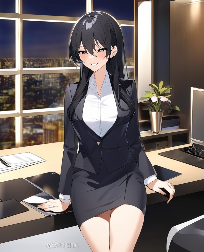 The male protagonist is talking to a woman with long black hair dressed in business attire., The woman is smiling.、Photography is fun, 5 Luxury Offices